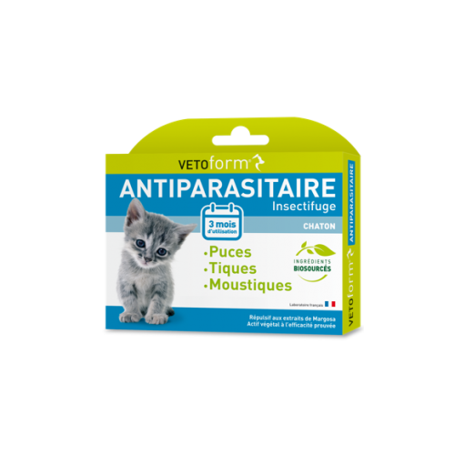 VETOFORM ANTIPARASITAIRE INSECTIFUGE CHATON - 3 pipettes