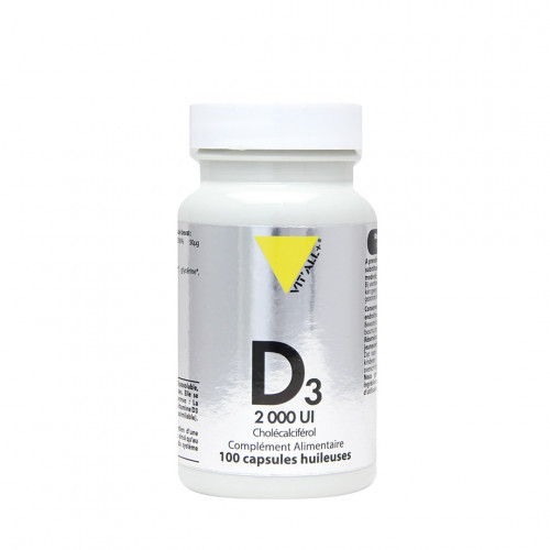 VIT'ALL+ Vitamine D3 2000UI Cholécalciférol - 100 Capsules