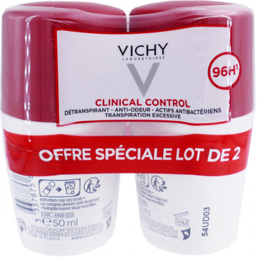 VICHY DÉODORANT CLINICAL CONTROL 48H Spray - Lot de 2x50ml