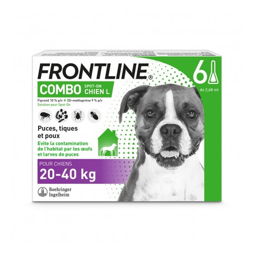 FRONTLINE COMBO SPOT-ON CHIEN L (20-40 kg) - 6 Pipettes