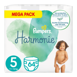 PAMPERS COUCHES HARMONIE Taille 5 (11-16kg) - 64 Changes