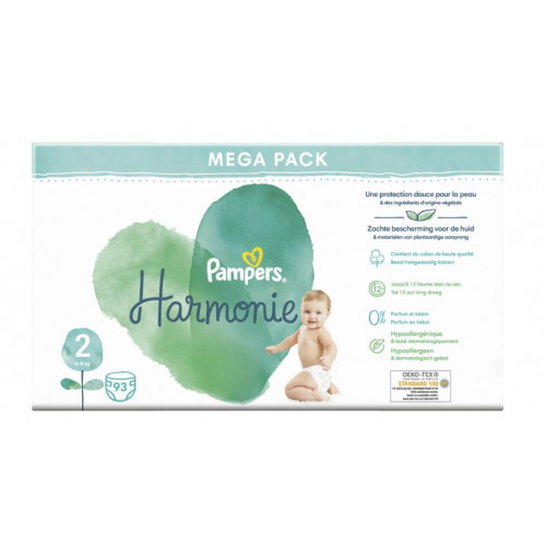 PAMPERS COUCHES HARMONIE TAILLE 2 (4-8kg) - 93 Couches
