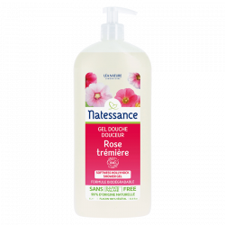 NATESSANCE Gel douche Rose Trémière BIO Sans Sulfate - 1L