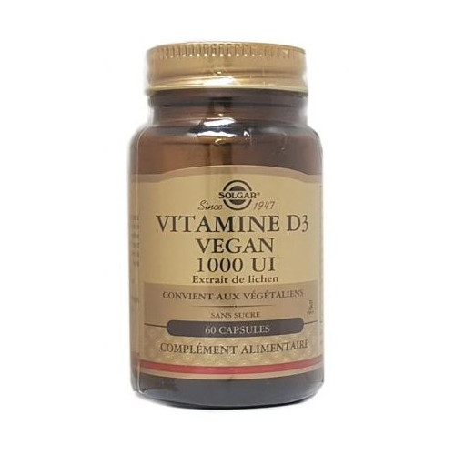 SOLGAR - Vitamine D3 Vegan 1000 UI - 60 Capsules