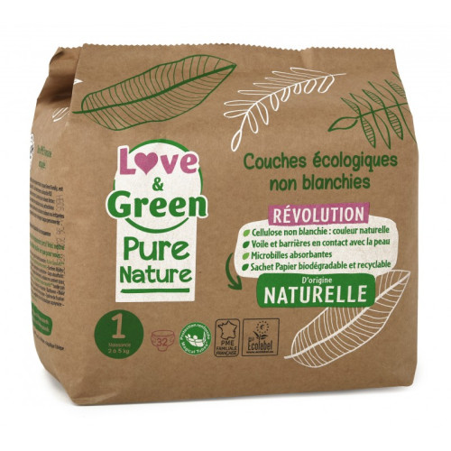 LOVE & GREEN PURE NATURE Couches Écologiques Taille 1 de 2 à
