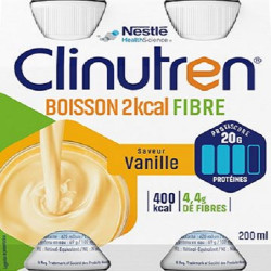 CLINUTREN BOISSON 2KCAL FIBRE Vanille - 4 Bouteilles de 200ml