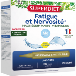 SUPERDIET Fatigue et Nervosité Magnésium Marin Vitamine B6 - 20