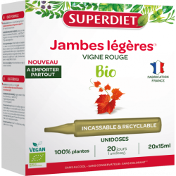 SUPERDIET Jambes Légères Vigne Rouge BIO - 20 Unidoses de 15ml