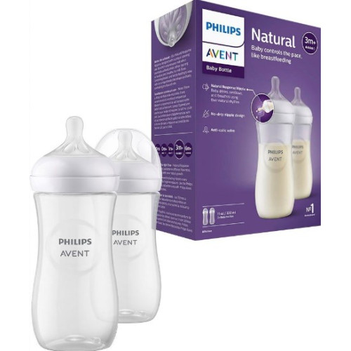 Philips Avent Lot de 2 tétines pour biberons Natural débit nouveau-né pour  les bébés de 0 mois et +