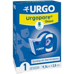 URGOPORE Sparadrap non tissé, microporeux, hypoallergénique géant, 9,14mx2,5cm, dévidoir