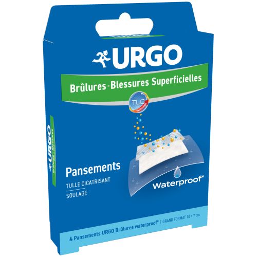 URGO BRÛLURES BLESSURES SUPERFICIELLES Waterproof - x4
