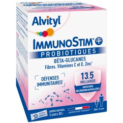 ALVITYL IMMUNOSTIM + Probiotiques dès 3 ans - 30 Sticks Saveur Vanille