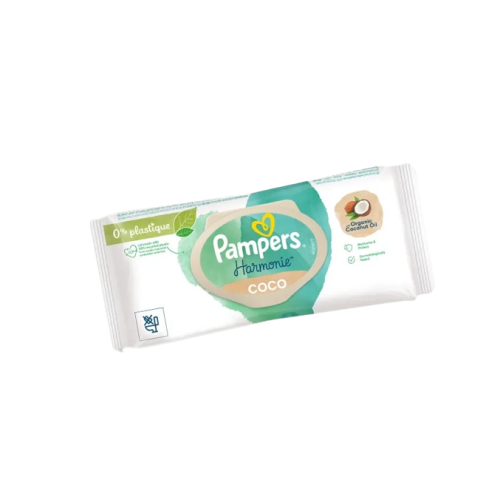 PAMPERS HARMONIE Lingettes Coco 0% Plastique - 42 Lingettes