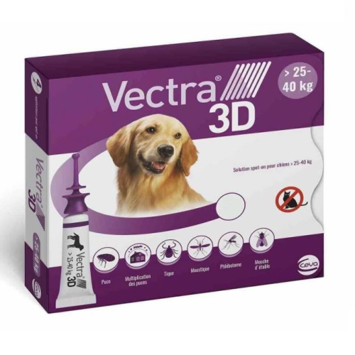 VECTRA 3D Solution Spot-On Chiens (25 -40 kg) - 3 Pipettes