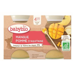 BABYBIO PETITS POTS FRUITS Mangue Pomme + 4 Mois - 2x130 g