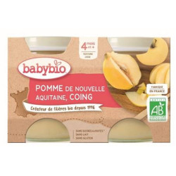BABYBIO Pot Bébé Dès 4 mois Pomme d'Aquitaine Coing - 2x130g