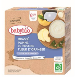 BABYBIO Brassé Pomme/Fleur d'Oranger/Lait - 4 x 85g