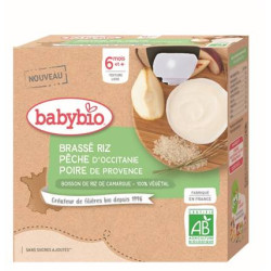 BABYBIO Brassé Riz/Pêche/Poire - 4 x 85g