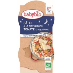 BABYBIO BOLS BONNE NUIT + 8 Mois Pâtes à la Napolitaine Tomate