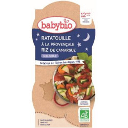 BABYBIO BOLS BONNE NUIT + 12 Mois Ratatouille Provençale Riz -