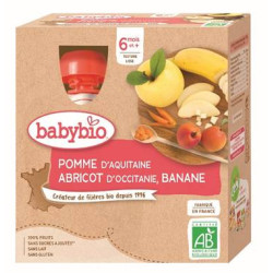 BABYBIO Gourdes Pomme/Abricot/Banane - 4 x 90g