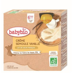 BABYBIO GOURDES DESSERT LACTÉ + 6 Mois Crème Semoule Vanille -