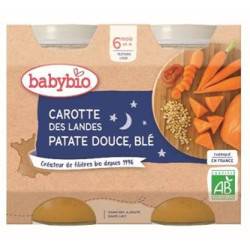 BABYBIO PETITS POTS BONNE NUIT + 6 Mois Carotte Patate Douce