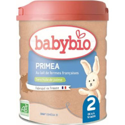 BABYBIO PRIMEA 2 Lait en Poudre Bébé + 6 Mois - 800g
