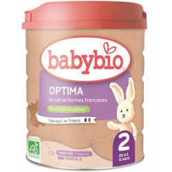 BABYBIO OPTIMA 2 Lait en Poudre Bébé BIO 6 à 12 Mois - 800g