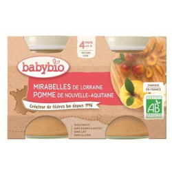 BABYBIO PETITS POTS FRUITS + 4 Mois Mirabelles Pomme - 2x130g
