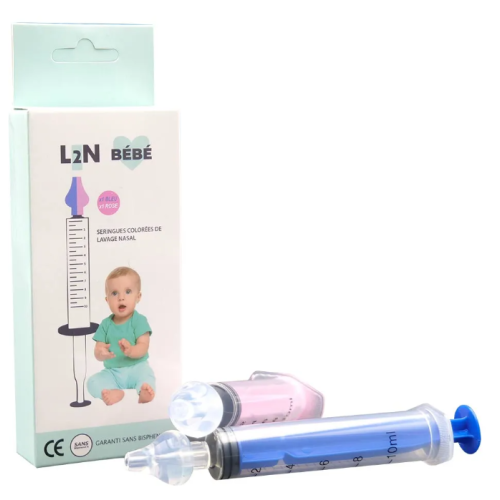 L2N Lot de 2 Seringues Colorées Bébé pour Lavage Nasal 