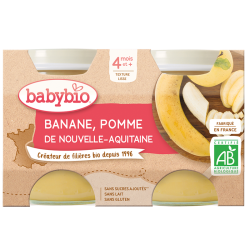 BABYBIO PETITS POTS + 4 Mois Banane Pomme - 2x130g