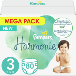 PAMPERS COUCHES HARMONIE Taille 3 (6 à 10kg) - 74 Changes