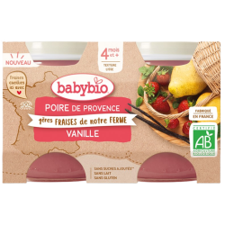 BABYBIO PETITS POTS FRUITS + 4 Mois Poire Vanille - 2x130g