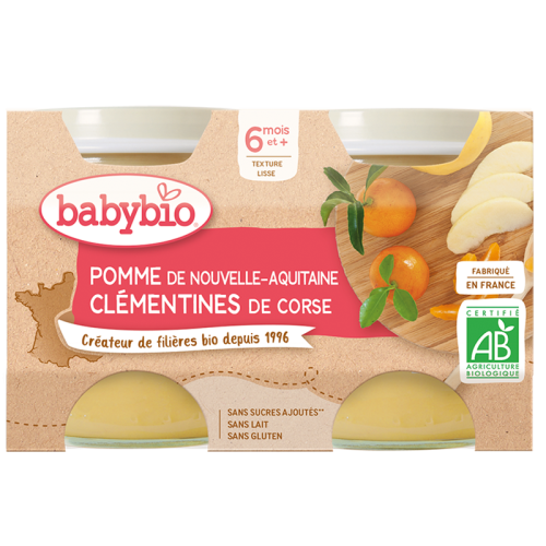 BABYBIO PETITS POTS FRUITS + 6 Mois Pomme Clémentines - 2x130g