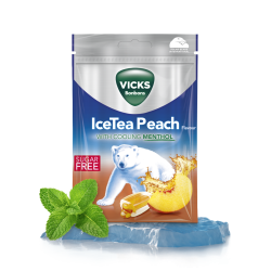 VICKS ICE TEA PECHE Au Menthol Rafraichissant Sans Sucre - 72g
