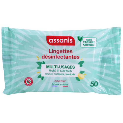 ASSANIS Lingettes Désinfectantes - 50 Lingettes