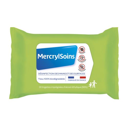 MERCRYL SOINS Lingettes Désinfectante Mains & Surfaces - 30