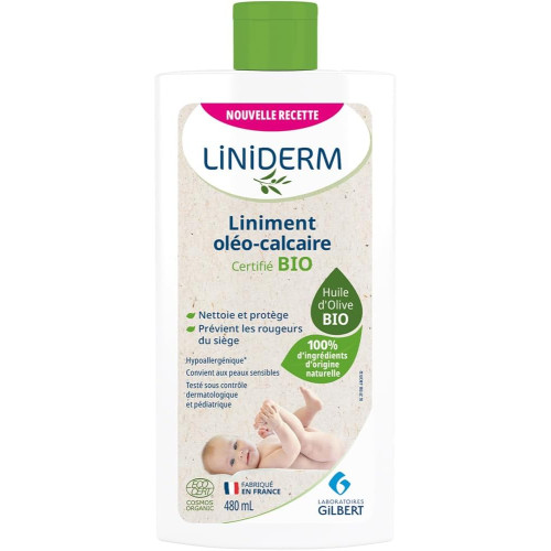 le liniment oléo-calcaire bébé gifrer est un soin utilisé pour nettoyer et  protéger les fesses bébé