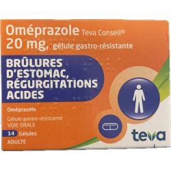 OMEPRAZOLE TEVA CONSEIL 20 mg, gélule gastro-résistante, boîte