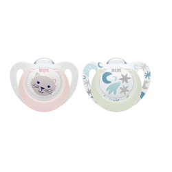 Nuk Night & Day Sucettes Phosphorescentes Silicone 18-36 mois Duo Fille