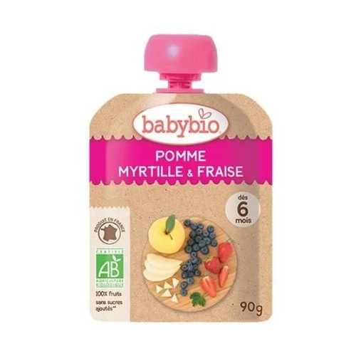 BABYBIO GOURDE FRUITS + 6 Mois Pomme Fraise Myrtille - 90g