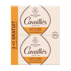 CAVAILLÈS SAVON EXTRA DOUX Lait Et Miel Peaux Sensibles 250g - Lot de 3 + 1 Gratuit