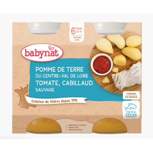 BABYBIO PETITS POTS 6 Mois Pomme de terre Tomate Cabillaud -