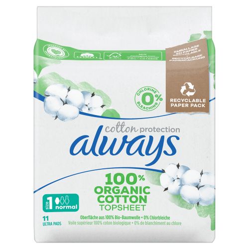 ALWAYS COTTON PROTECTION Organic Cotton Size 1 Regular - 12 Hygienic Towels