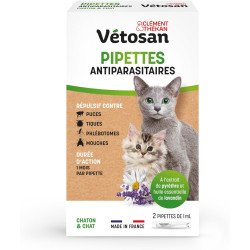 VETOSAN Pipettes Antiparasitaires Chatons et Chats - 2 Pipettes