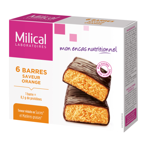 MILICAL BARRE MINCEUR Chocolat Orange - 6 Barres