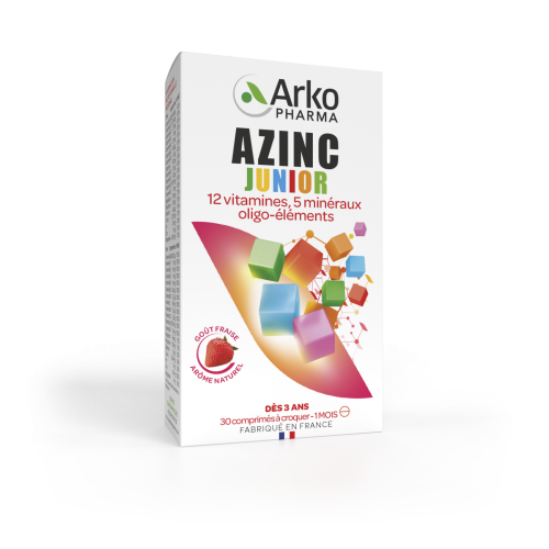 AZINC JUNIOR Strawberry Flavor Vitamins C & E Zinc - 30 Tablets