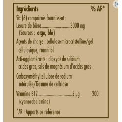 SOLGAR LEVURE DE BIÈRE avec VITAMINE B12 - 250 Comprimés