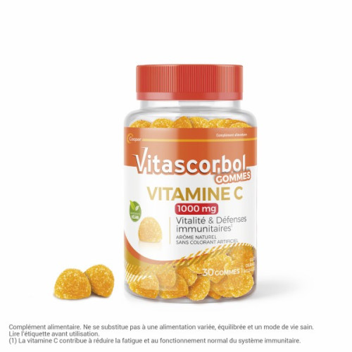 COOPER VITASCORBOL GOMMES Vitamine C 1000mg Goût Orange - 30
